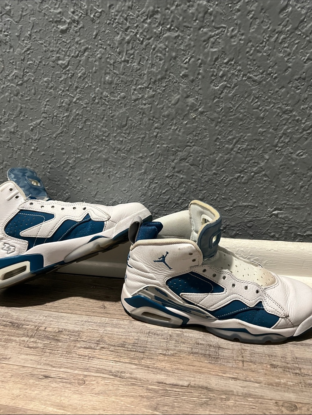 Jordan Kids White and Blue High-Top Basketball Sneakers